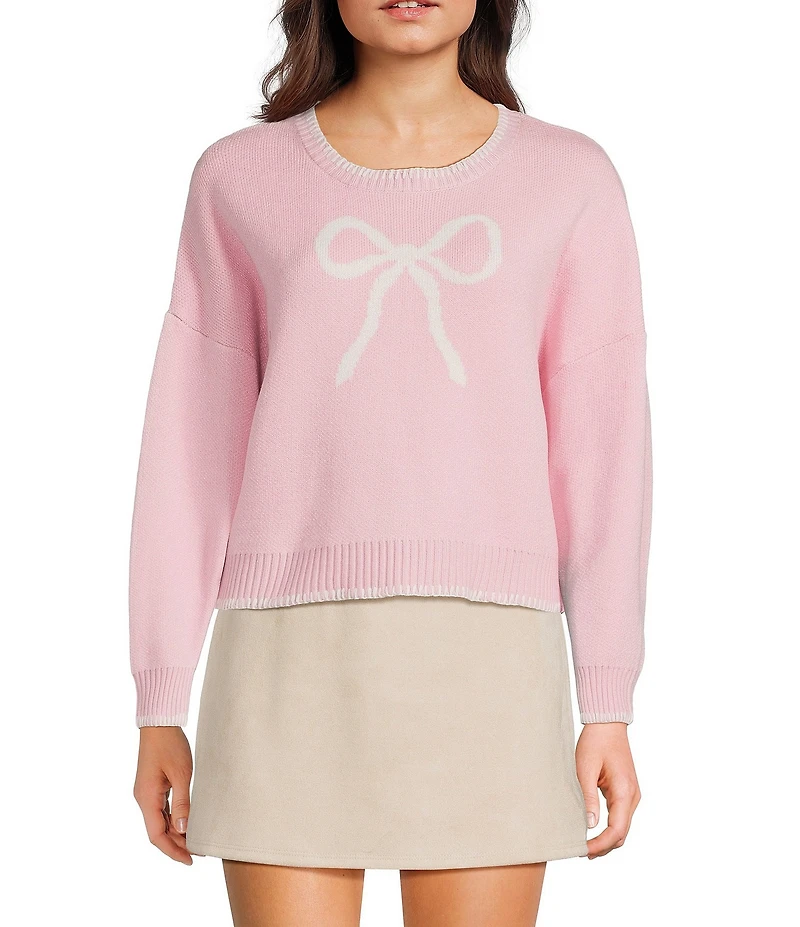 Originality Bow Whip Stitch Long Sleeve Sweater