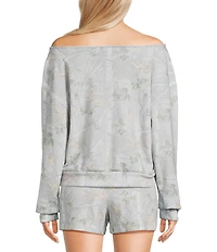 Originality Camo Print Off The Shoulder Long Sleeve Coordinating Cropped Sweatshirt