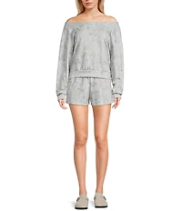 Originality Camo Print Off The Shoulder Long Sleeve Coordinating Cropped Sweatshirt