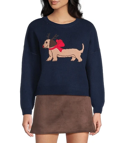 Originality Dog Crew Neck Long Sleeve Sweater