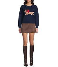 Originality Dog Crew Neck Long Sleeve Sweater