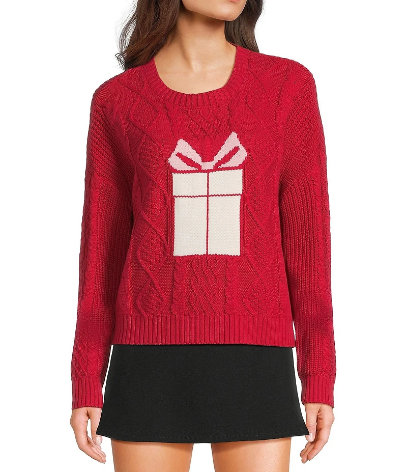Originality Gift Crew Neck Long Sleeve Cable Knit Sweater