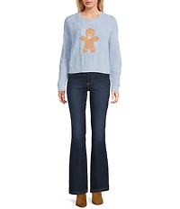 Originality Gingerbread Crew Neck Long Sleeve Cable Knit Sweater