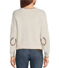 Originality Horse Whip Stitch Long Sleeve Sweater