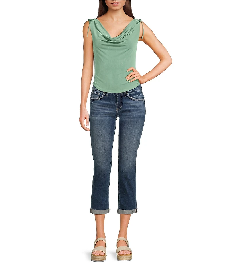 Originality Cowl Neck Tie Shoulder Top