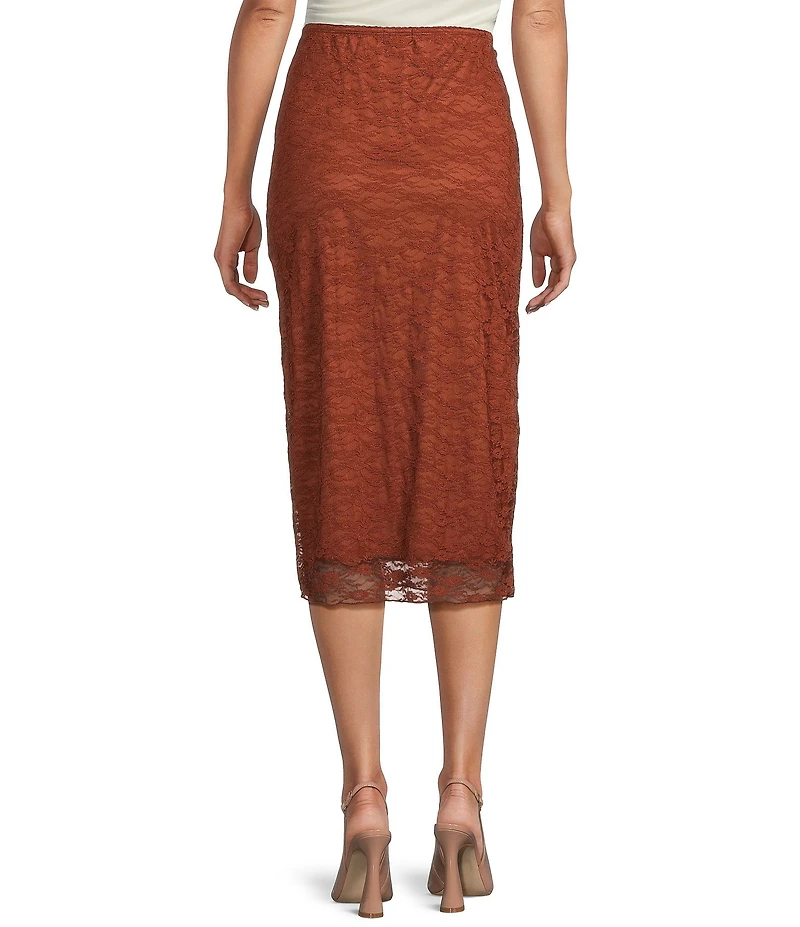 Originality Lace Front Slit Midi Skirt