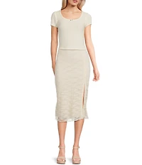 Originality Lace Front Slit Midi Skirt
