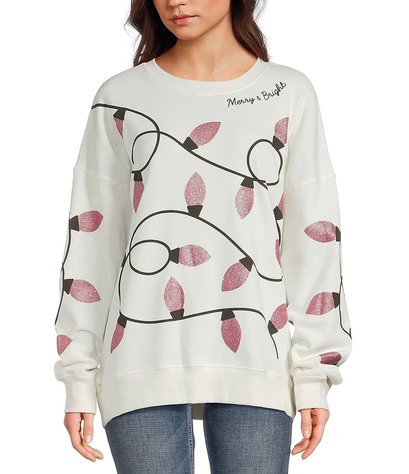Originality Merry And Bright Lights Crew Neck Sweater