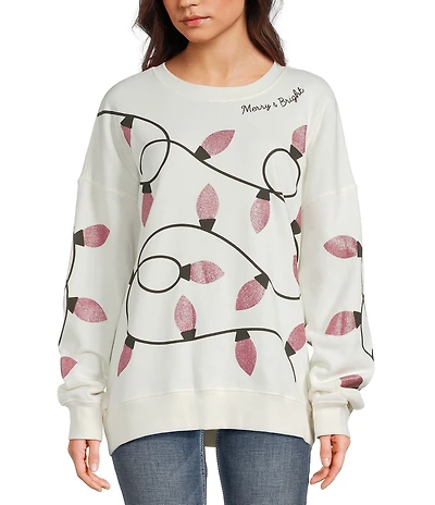 Originality Merry And Bright Lights Crew Neck Sweater