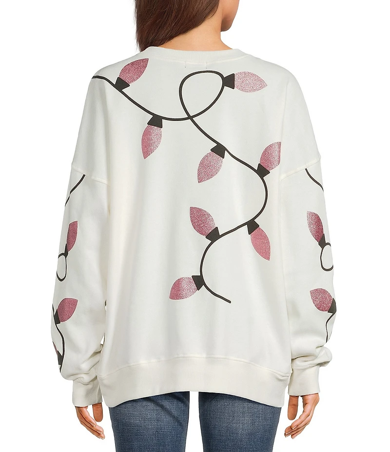 Originality Merry And Bright Lights Crew Neck Sweater