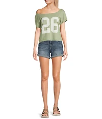 Originality Off The Shoulder Graphic Short Sleeve T-Shirt
