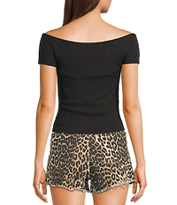 Originality Off-The-Shoulder Solid Twist Front Top