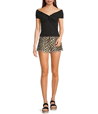Originality Off-The-Shoulder Solid Twist Front Top
