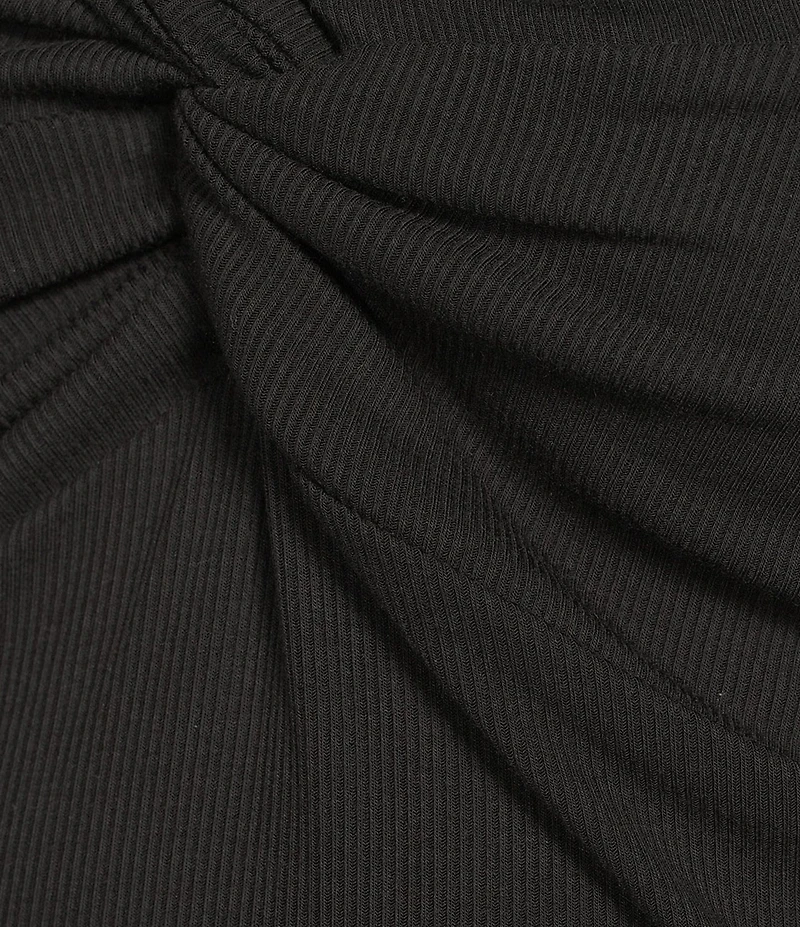 Originality Off-The-Shoulder Solid Twist Front Top