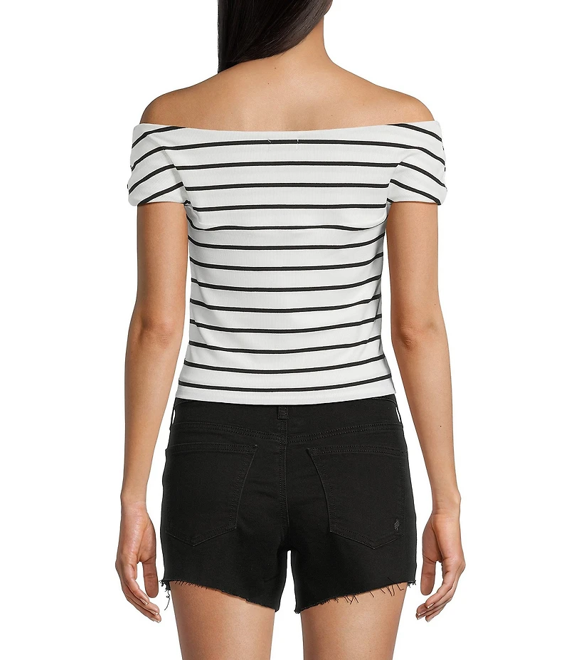 Originality Off-The-Shoulder Striped Twist Front Top