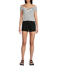 Originality Off-The-Shoulder Striped Twist Front Top