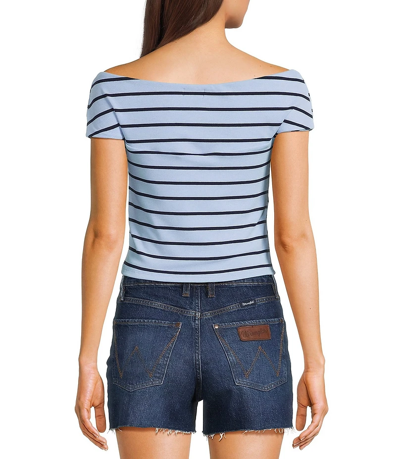 Originality Off-The-Shoulder Striped Twist Front Top