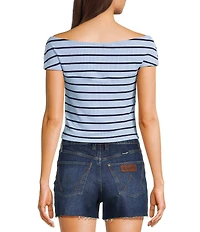 Originality Off-The-Shoulder Striped Twist Front Top