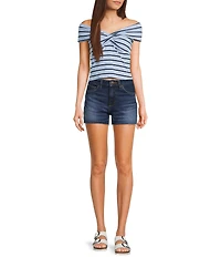 Originality Off-The-Shoulder Striped Twist Front Top