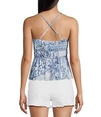 Originality Patchwork Printed Mesh Baby Doll Tank Top