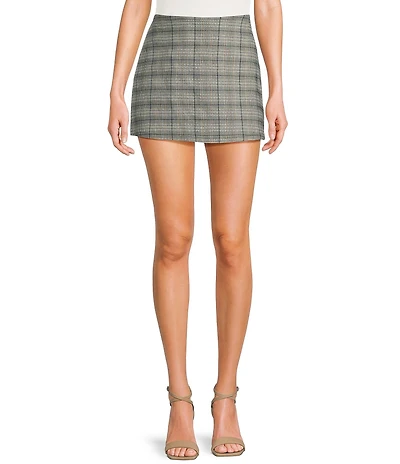 Originality Plaid Pull On A-Line Mini Skort