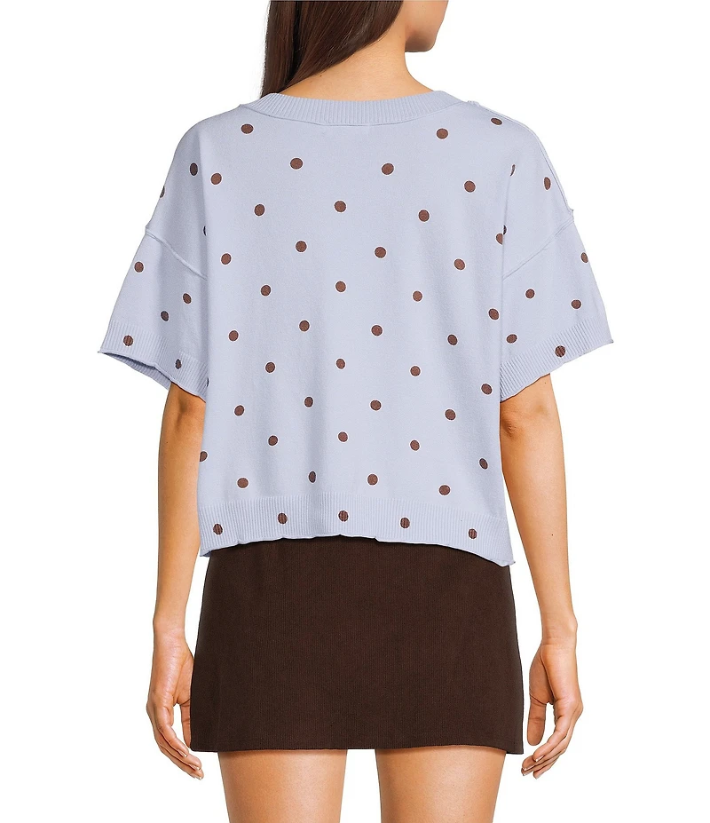 Originality Polka Dot Short Sleeve Sweater