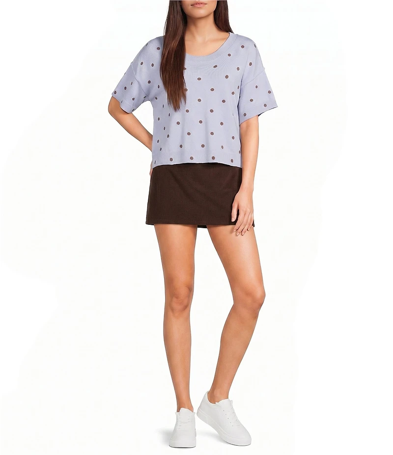 Originality Polka Dot Short Sleeve Sweater