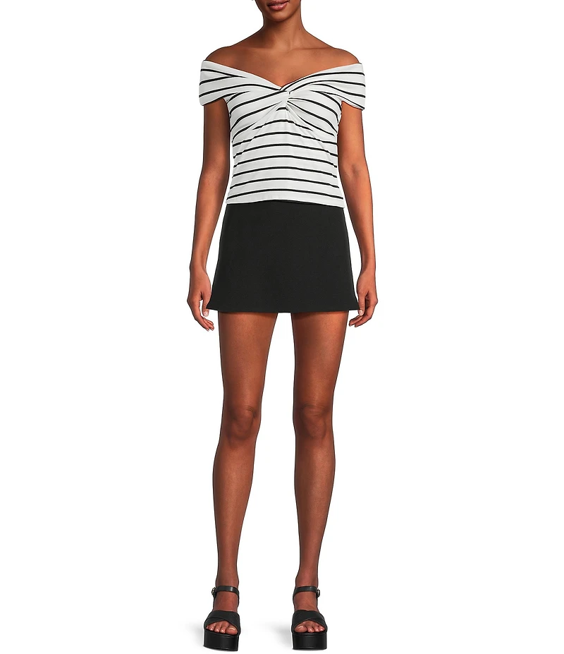 Originality Ponti Pull On A-Line Micro Mini Skort