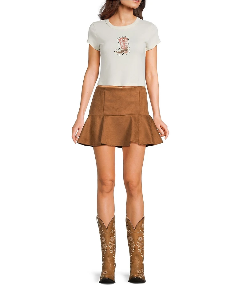 Originality Pull-On A-Line Ruffle Hem Mini Skort