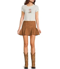 Originality Pull-On A-Line Ruffle Hem Mini Skort