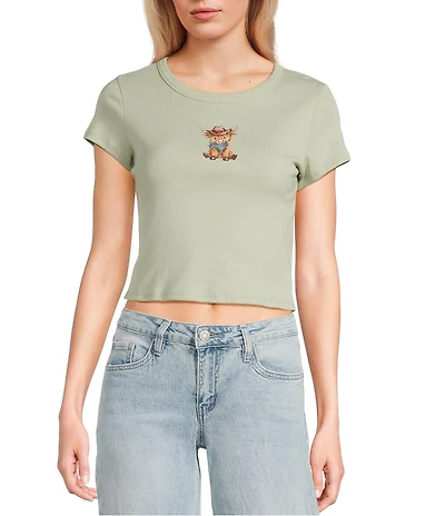 Originality Short Sleeve Cow Graphic Baby Tee