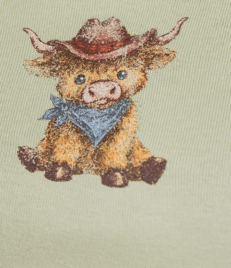 Originality Short Sleeve Cow Graphic Baby Tee