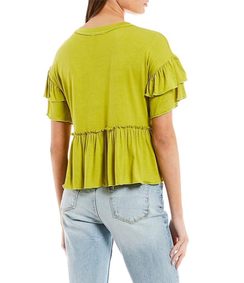 Originality Short Sleeve Peplum Top