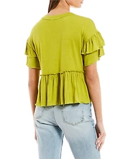 Originality Short Sleeve Peplum Top