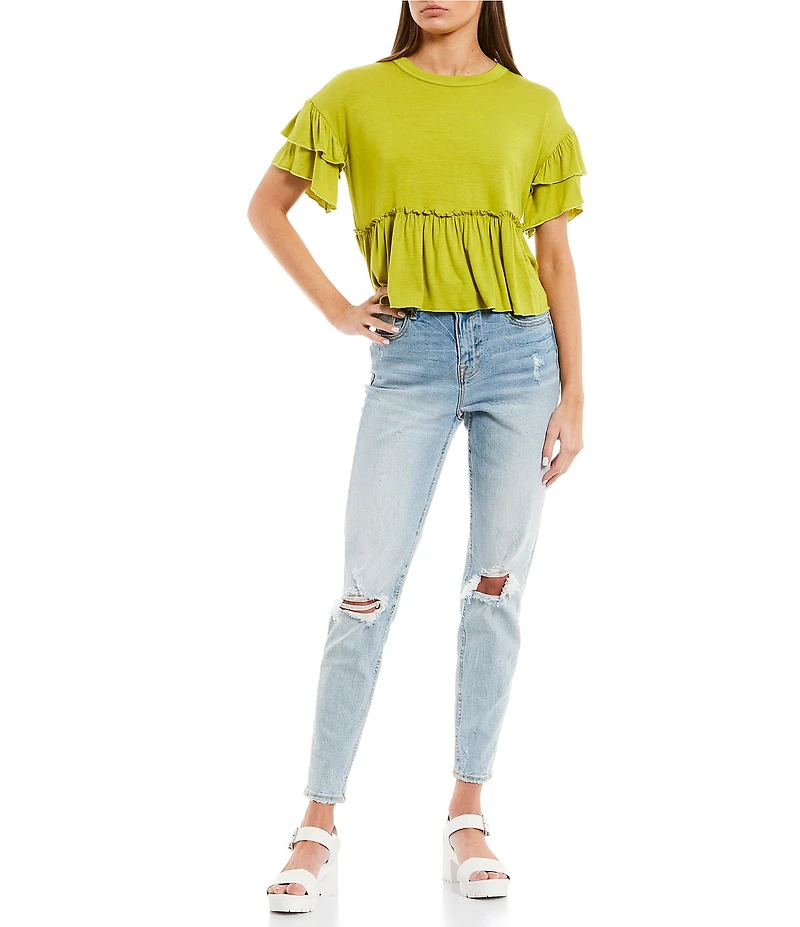 Originality Short Sleeve Peplum Top