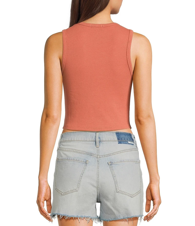 Originality Sleeveless Horseshoe Graphic Cropped Tank Top