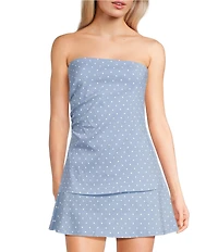 Originality Strapless Polka Dot Side Cinch Top