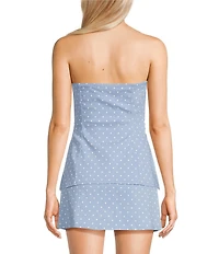 Originality Strapless Polka Dot Side Cinch Top