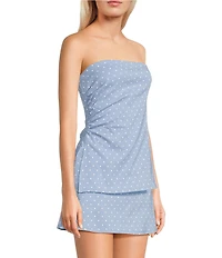 Originality Strapless Polka Dot Side Cinch Top