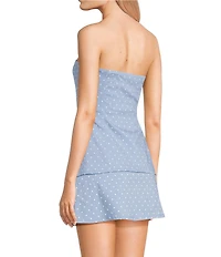 Originality Strapless Polka Dot Side Cinch Top