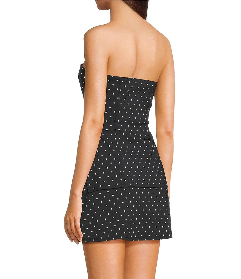Originality Strapless Polka Dot Side Cinch Top