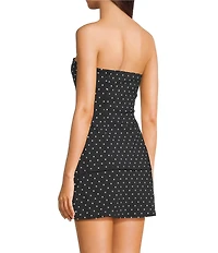 Originality Strapless Polka Dot Side Cinch Top