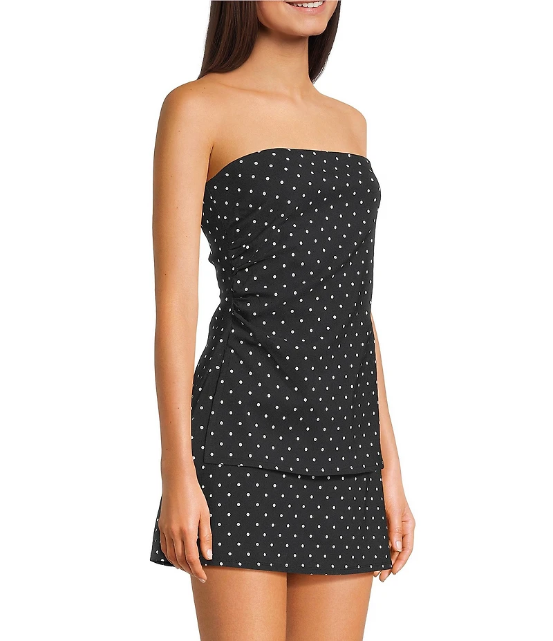 Originality Strapless Polka Dot Side Cinch Top