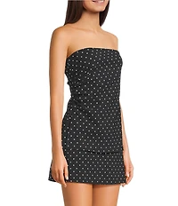 Originality Strapless Polka Dot Side Cinch Top