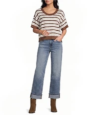 Originality Striped Short Sleeve Sweater