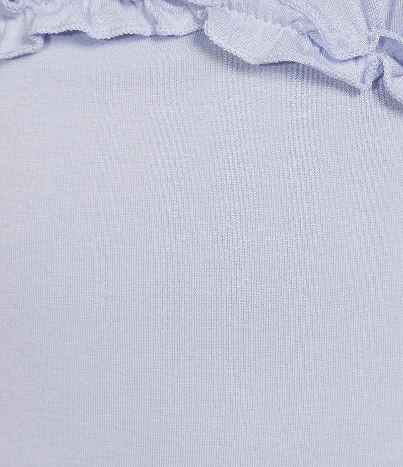 Originality V-Neck Short Puff Sleeve Ruffle Top