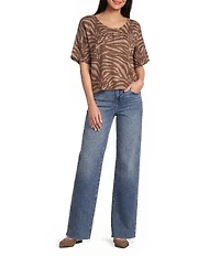 Originality Zebra Stripe Short Sleeve Sweater