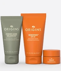 Origins GLOWING ESSENTIALS Cleanse, Hydrate & Brighten Skin Gift Set