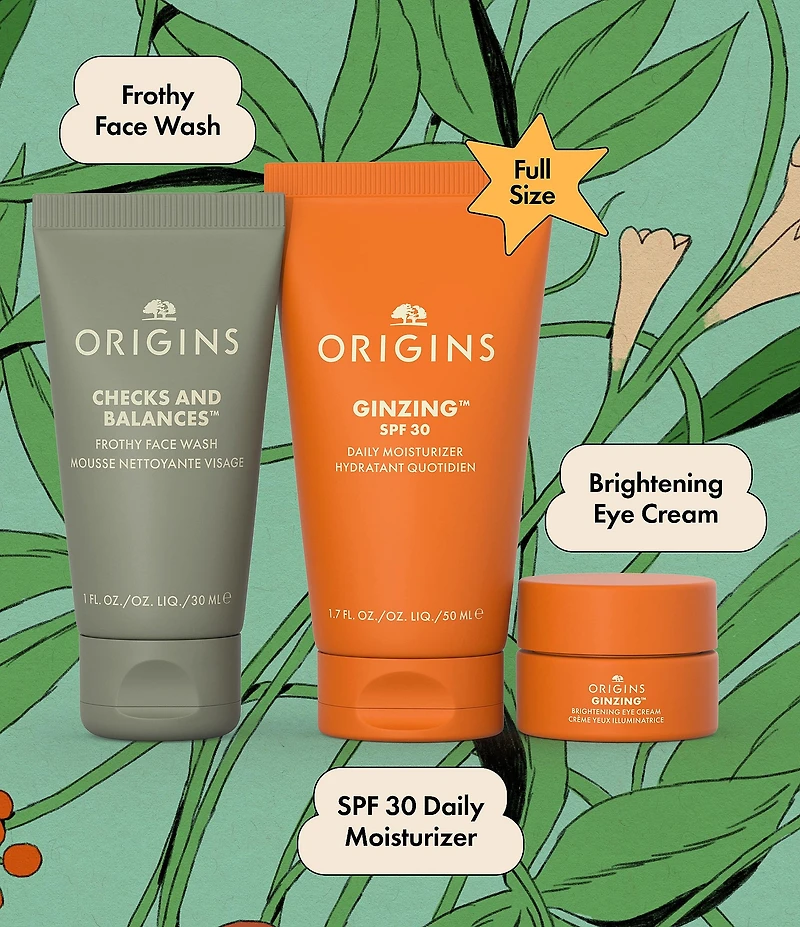 Origins GLOWING ESSENTIALS Cleanse, Hydrate & Brighten Skin Gift Set