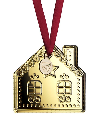 Orrefors 2025 Annual Gingerbread House Ornament in Gold